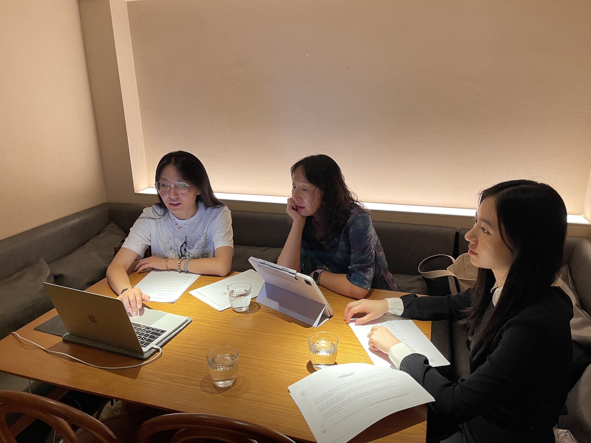 CareKonect founders discussing the next stage of company growth in Beijing