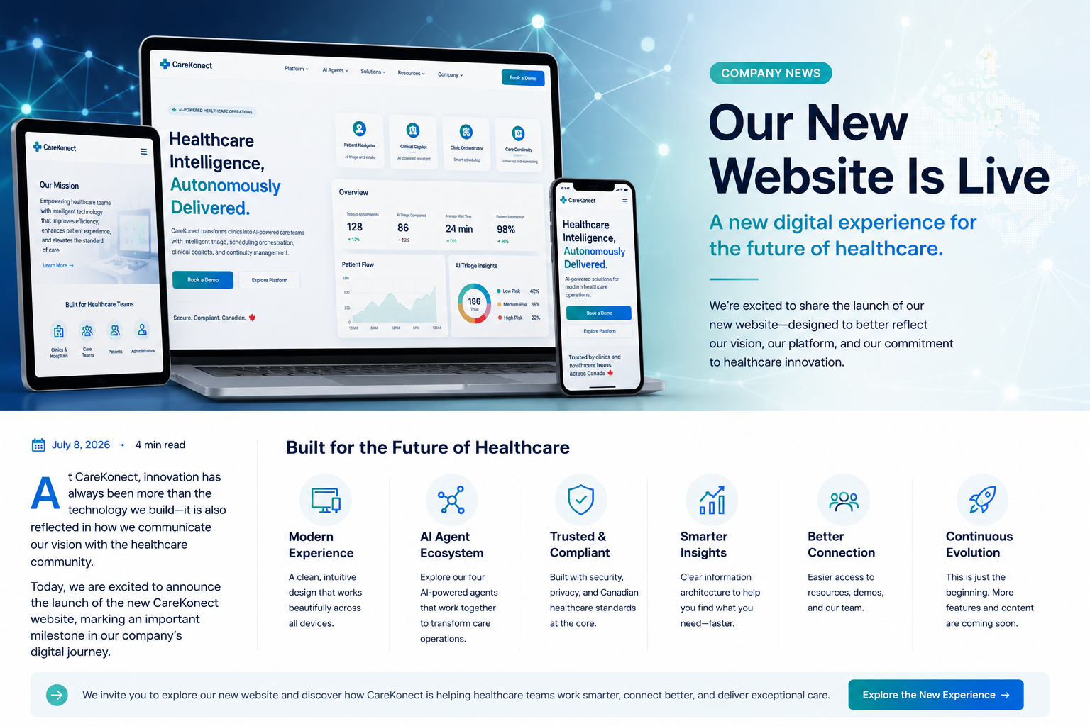 CareKonect new website launch across desktop tablet and mobile
