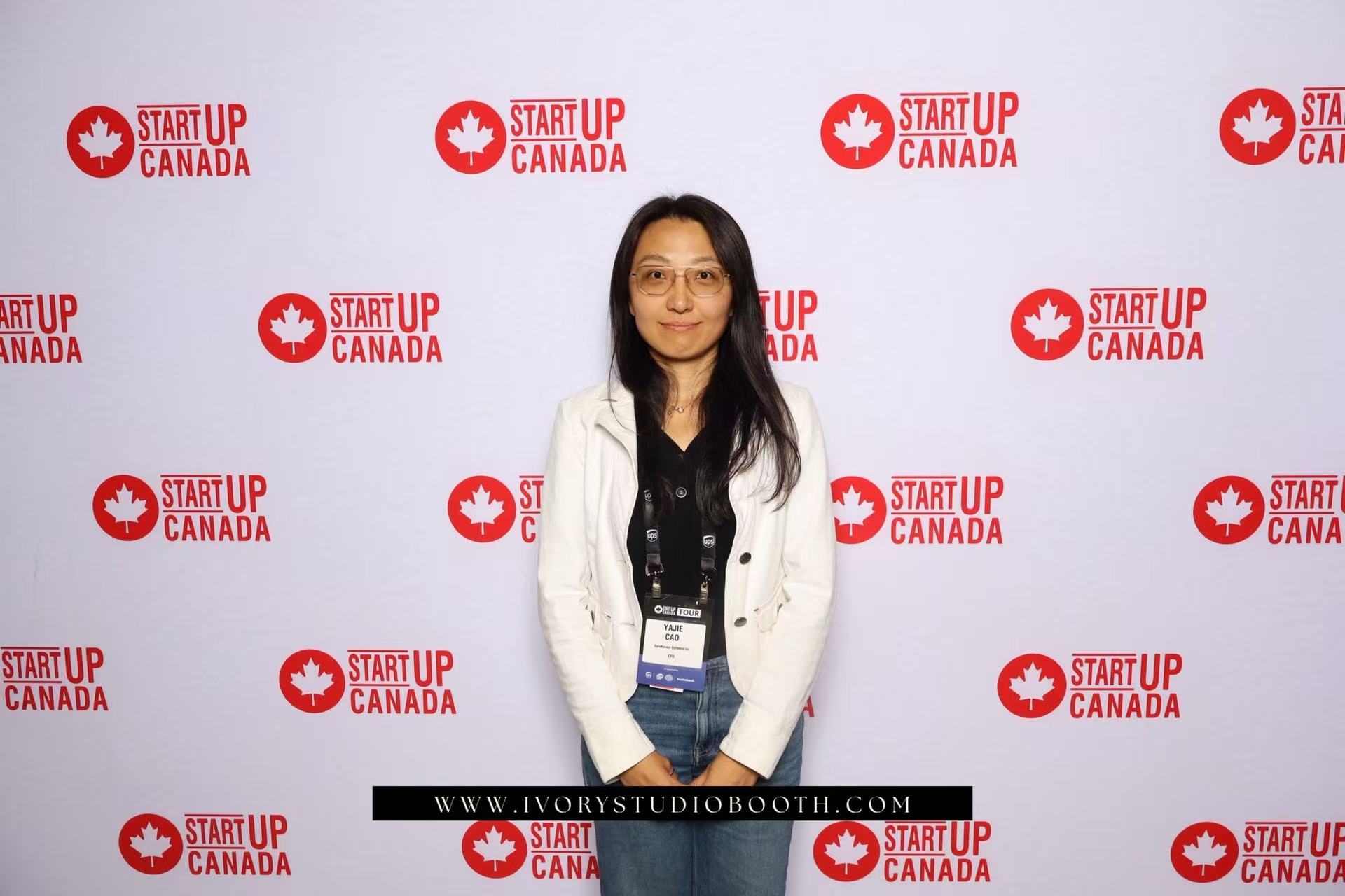 CareKonect Co-founder and CTO Jane Cao at Startup Canada Tour 2026 in Mississauga.