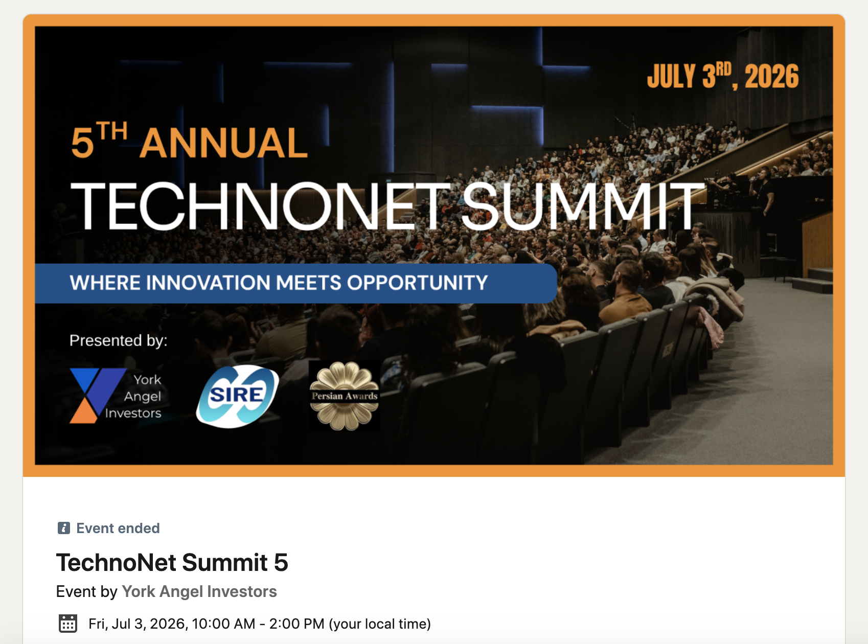 TechnoNet Summit 5 event poster