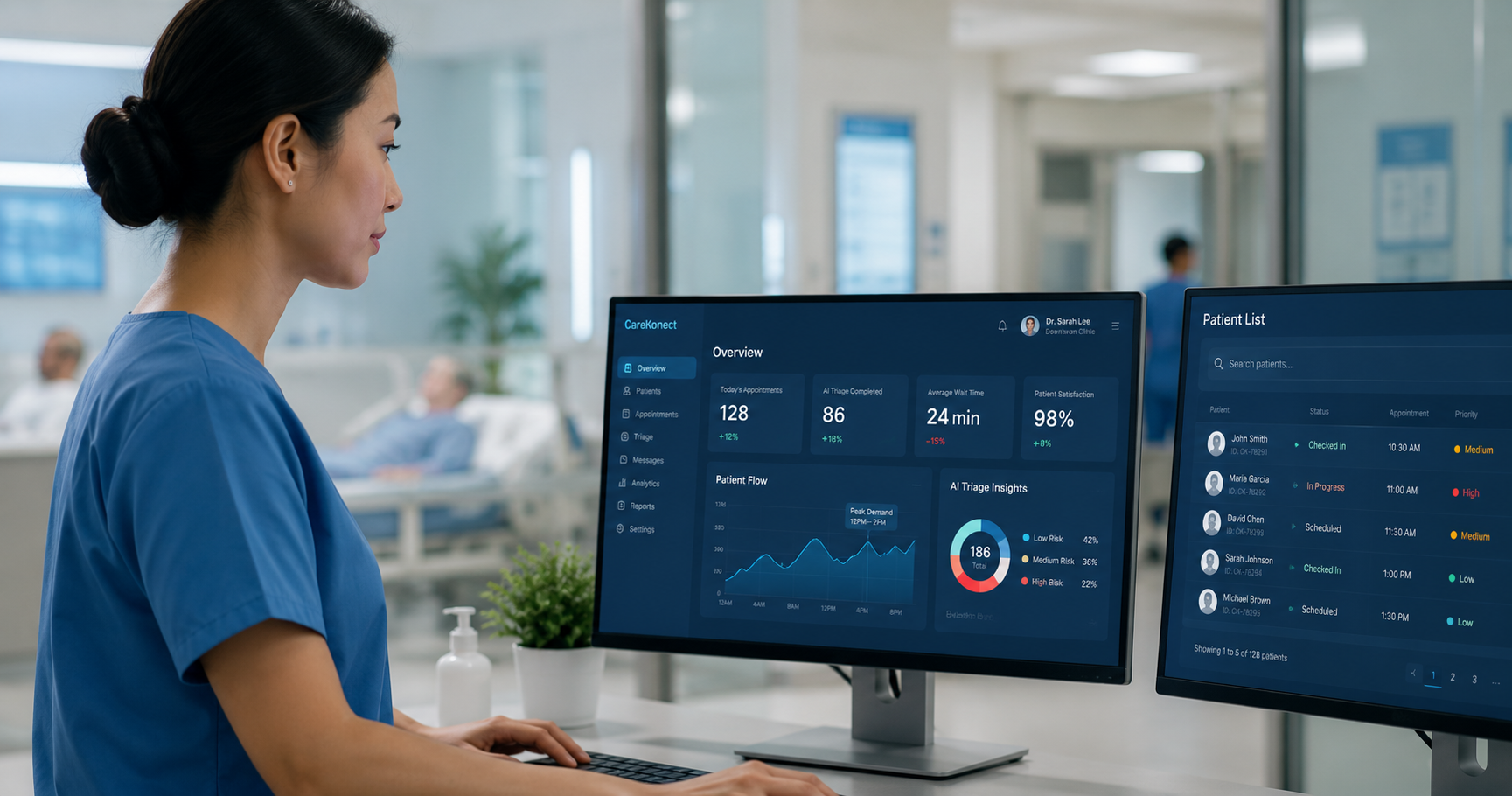 Clinic intelligence dashboard in a care team workspace